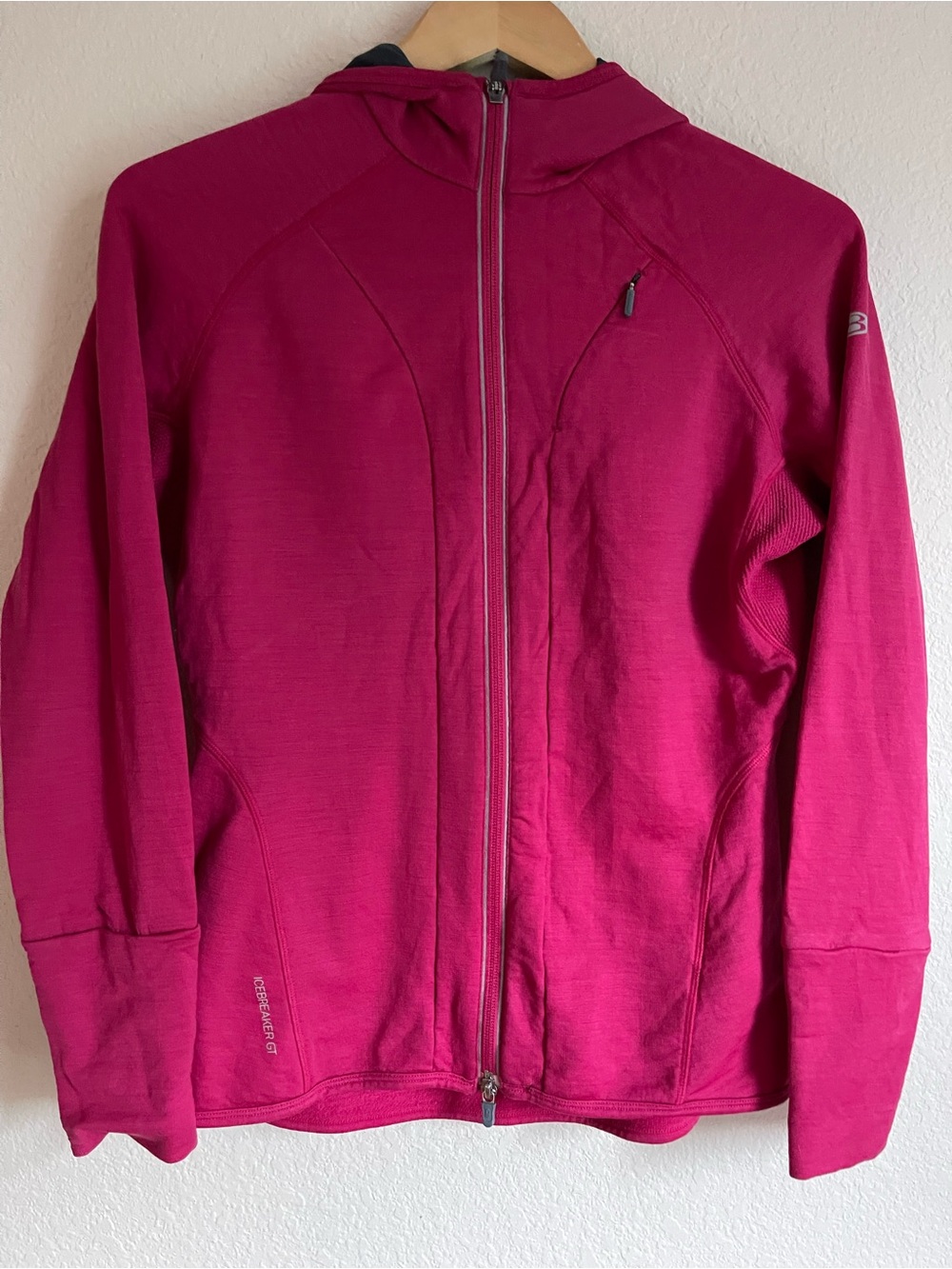 Icebreaker GT Merino Wool Full Zip Hoodie Jacket Pink Magenta Women's Size M